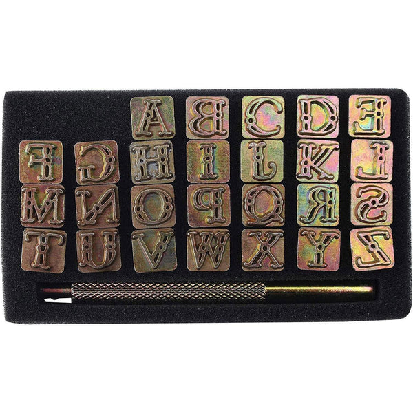 SLC 27 Piece 3/4 Standard Metal Alphabet Leather Stamp Set with Handle for  Leather Stamping Projects