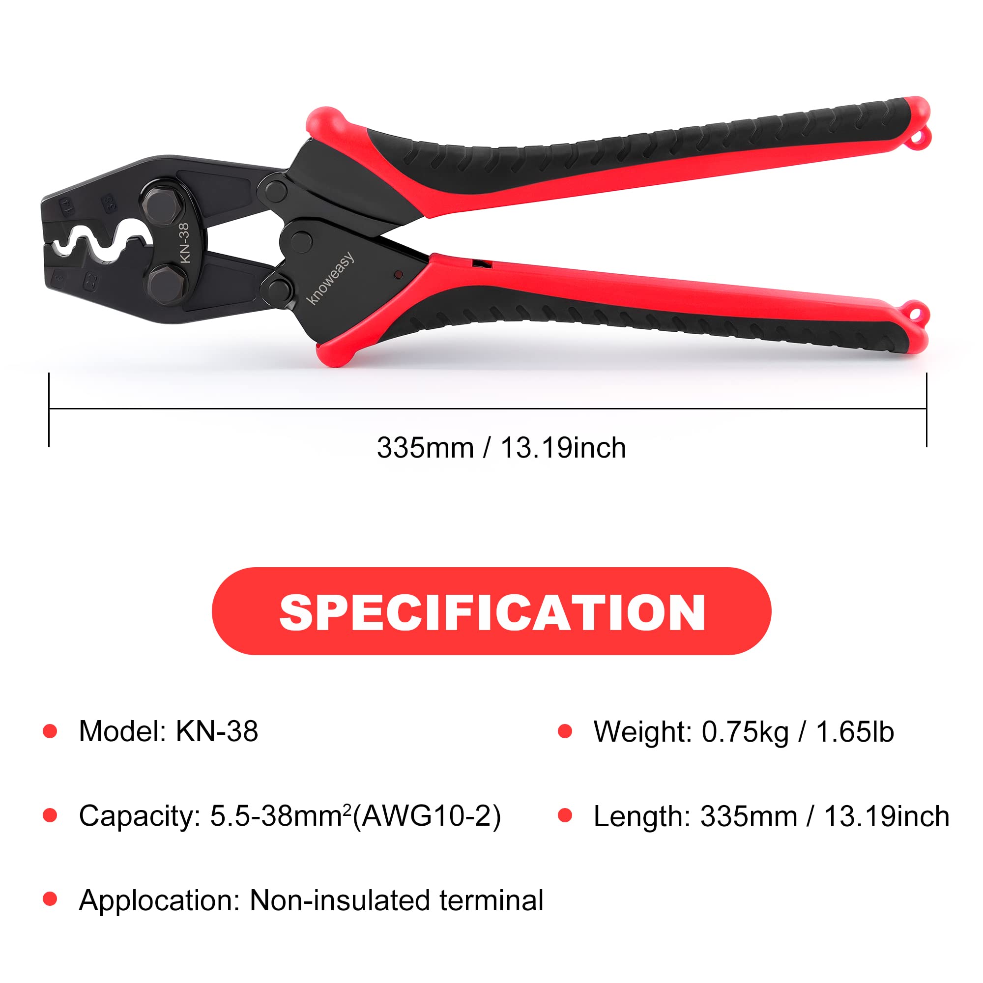 Knoweasy Non-Insulated Open Barrel Terminal Crimp Tool - 5.5-38