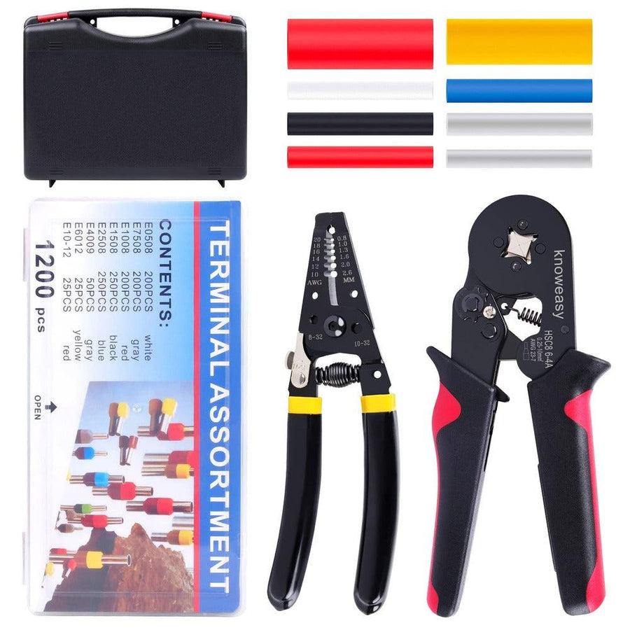 Wire Terminals Crimper Kit, Knoweasy Insulated Wire Terminals Connectors  Ratcheting Crimper Tool 22-10AWG with 419Pcs Insulated Butt Bullet Spade  Ring