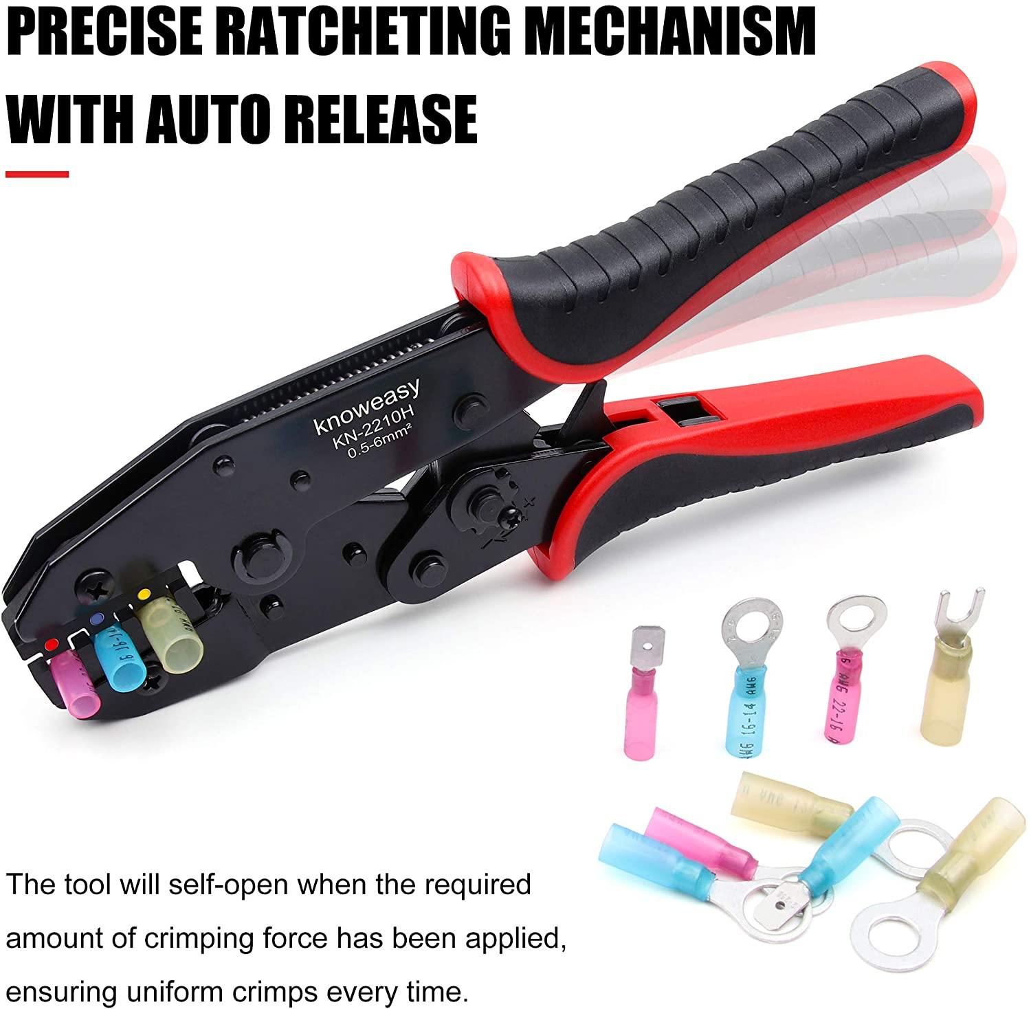 Non-Insulated Terminal Crimping Tool,Knoweasy Ratchet Crimping