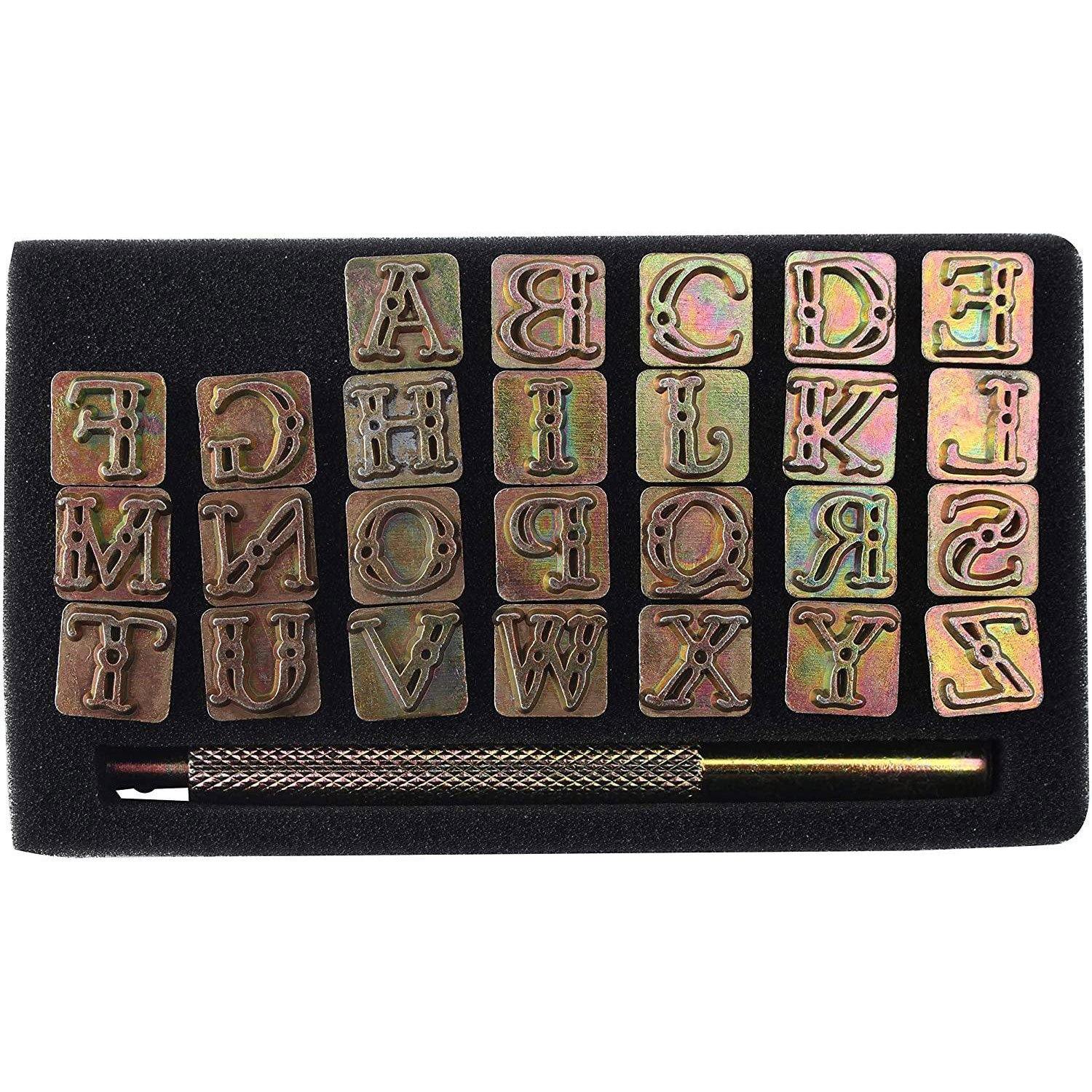 1/2''26Pcs Leather Stamp Alphabet Letter Metal Punch Set Stamp Craft Tool  Kit US