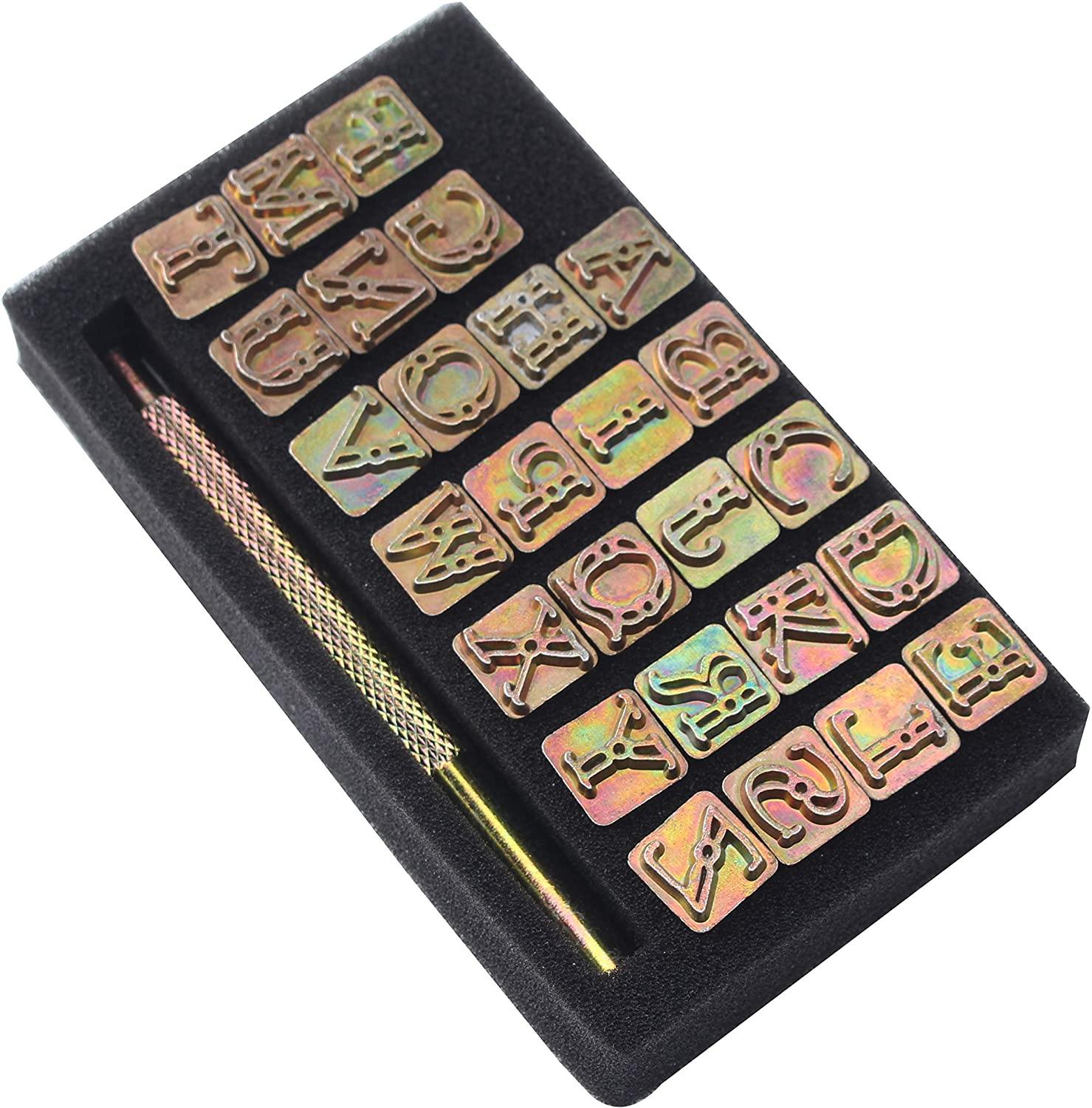 Knoweasy 27 Pieces Leather Stamping Tool Set,26 Letters Alphabet Stamp -  knoweasy