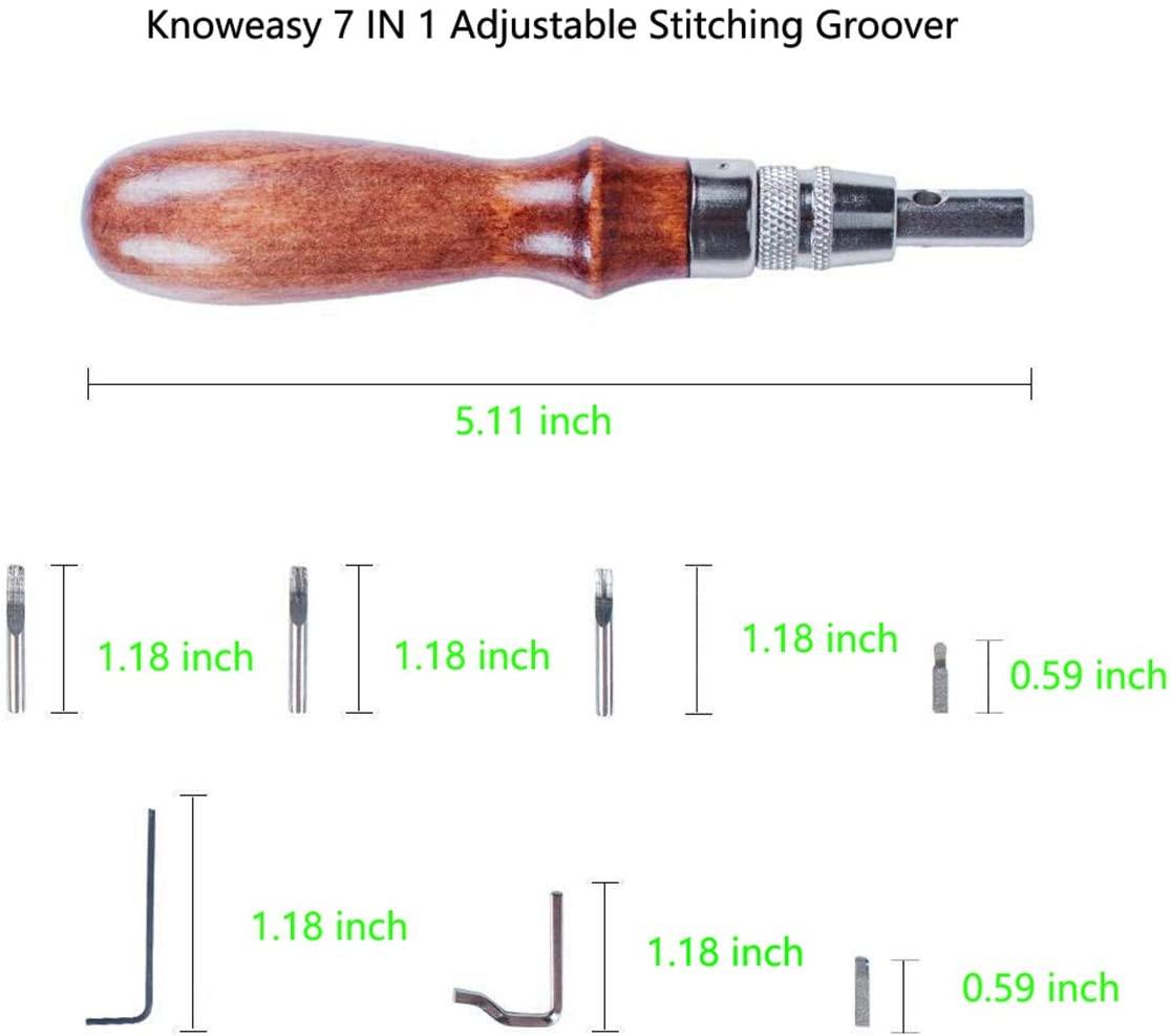 5 In 1 Leather Stitching Groover, High Stability Wooden Handle Simple  Practical Leather Edge Bevelers For Wallets 