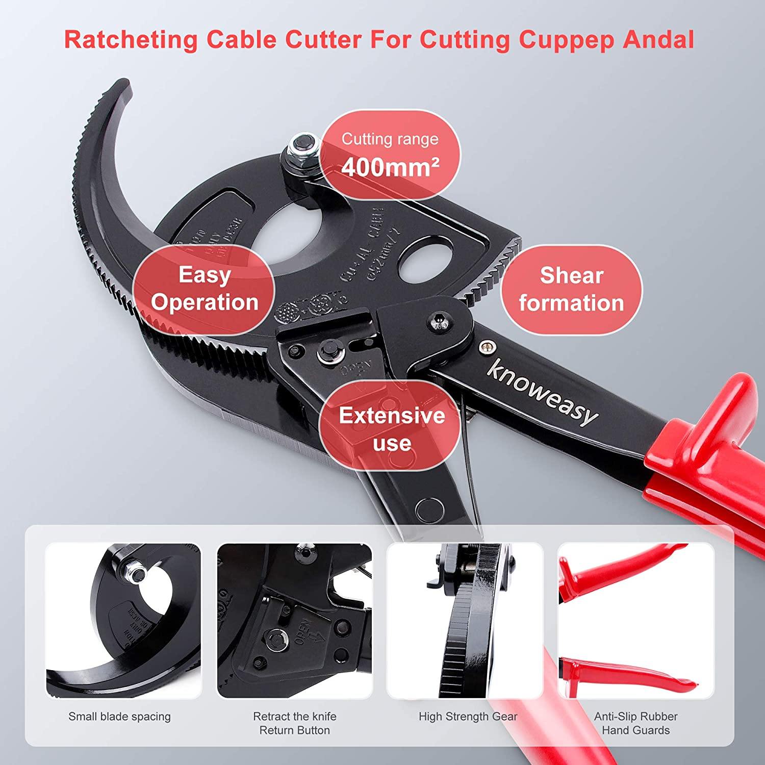 Aluminum Copper Ratchet Cable Cutters,Wire Cutters for Cutting Electrical Wire