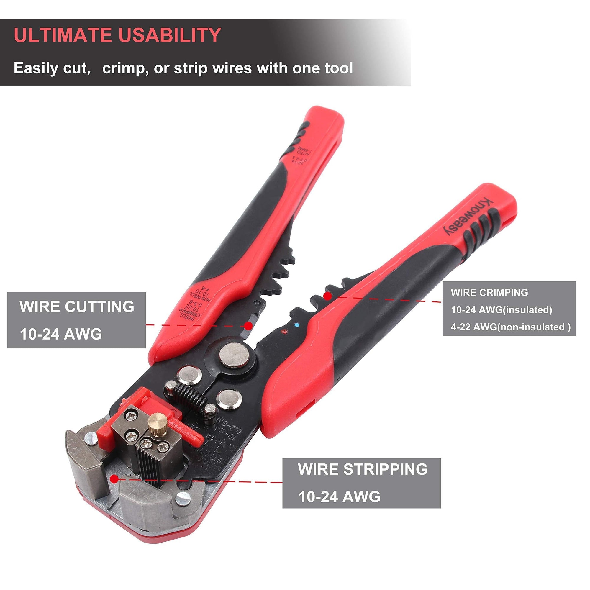 Non-Insulated Terminal Crimping Tool,Knoweasy Ratchet Crimping Tool 5.5-38  mm² (AWG10-2) for Non-Insulated Terminals and Open Barrel Terminals